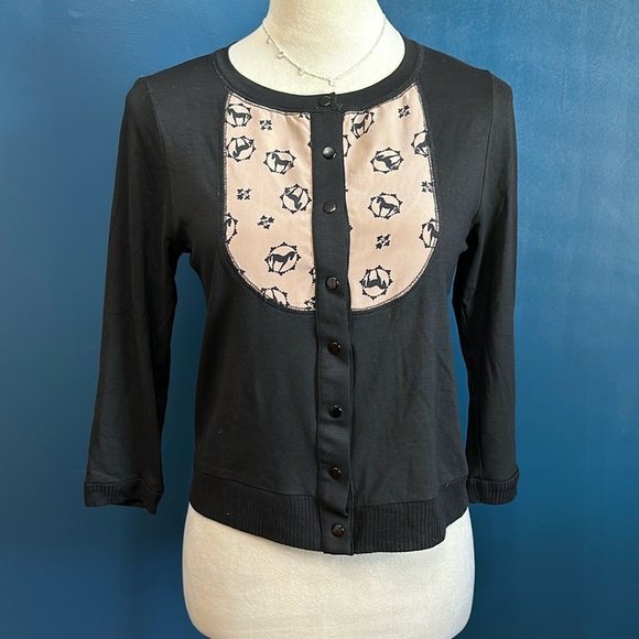 Anthropologie Sweaters - ANTHROPOLOGIE Corey Lynn Calter Silk Blend Horse Print Cardigan EUC Size XSmall